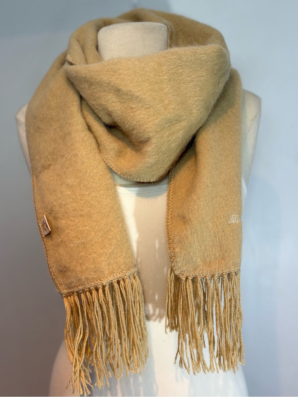 Alpaca Camargo Camel Beige Fringe Scarf